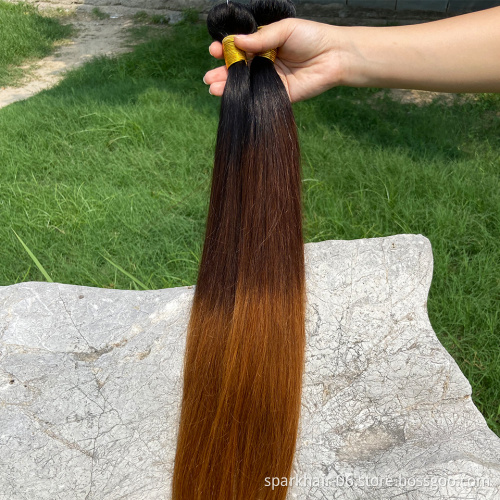 10A SPARK 3 Bundles Brazilian Remy Human Hair Weaving for Black Women Virgin Hair Extension 1B/4/30 Silky Straight Hair
